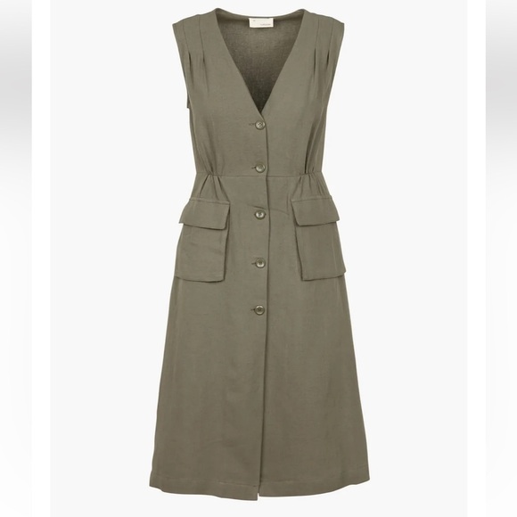 THE KORNER Khaki Midi Button Front Dress - Picture 13 of 13